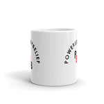 White PoweredByBelief mug