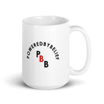 White PoweredByBelief mug